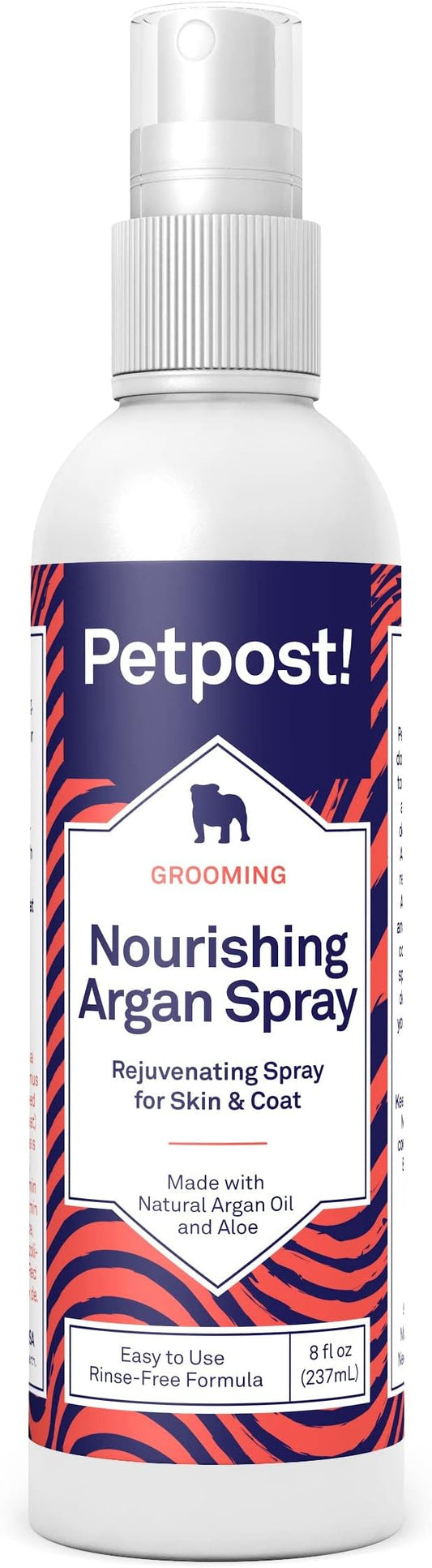 Petpost | Waterless Argan Shampoo Spray for Dogs with Sensitive Skin - Naturally Nourishing Coat Cleaner & Deodorizer for Healthier, Shinier Fur - Rinse Free Formula 8 oz.