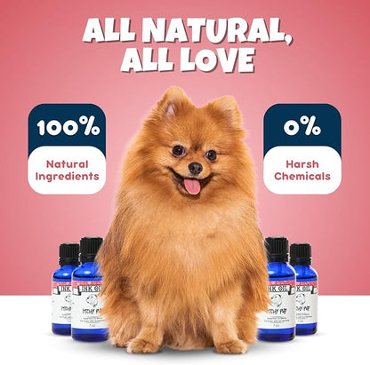 Ink Oil Itchy Pup | Itch Relief Supplement for Dogs | Calms & Soothes Rashes, Dry Skin & Insect Bite | 100% Natural Liquid Drop Pet Health Skin Care | Fast Skin Relief Therapeutic Essential Oil - 1 oz
