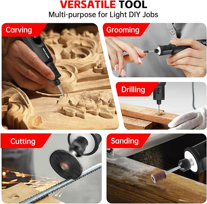 Dog Nail Grinder - Electric Pet Nail Grinder, Upgraded 5 Speed LED Lights Ring Rechargeable Cordless Dog Nail Trimmers Kit, 40 Accessories Pet Nail Grinder for Dogs Cats and Small Medium Animals Black