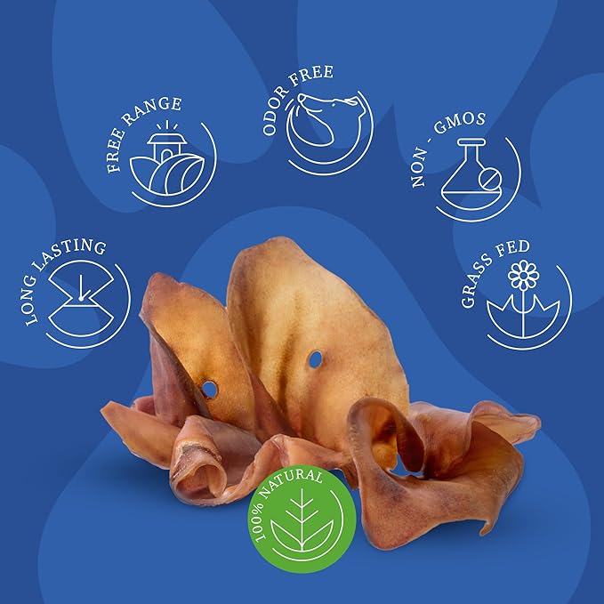 SUPER CAN BULLYSTICKS Pig Ears for Dogs (20 Count) | All Natural Healthy Dog Treats | Pig Ears for Large, Medium & Small Dogs | Natural Chews Alternative to Rawhide