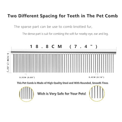 JINSHIN Dog comb,Cat comb,Pet combs,Metal Dog Comb,Pets Steel Comb,Cat Grooming Comb,Dog Grooming Comb (Silver+Pink)