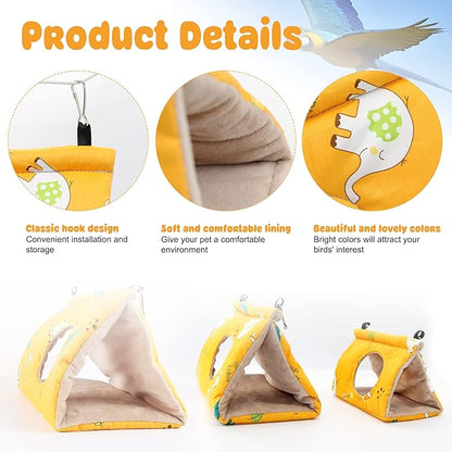 Rypet Winter Warm Bird Nest House - Hanging Hammock Velvet Shed Hut Cage Plush Fluffy Birds Hideaway Sleeping Bed Fuzzy for African Grey Cockatoo and Other Amazon Parrot Largeï¼_ellowï¼