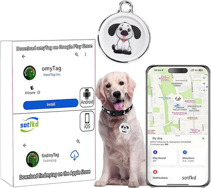 Dog Tracker-Airtag Dog Collar-Android Airtag-GPS Tracker for Dogs-Pet Tracker | Android and iOS Universal | No Charging Required | No Monthly Fee