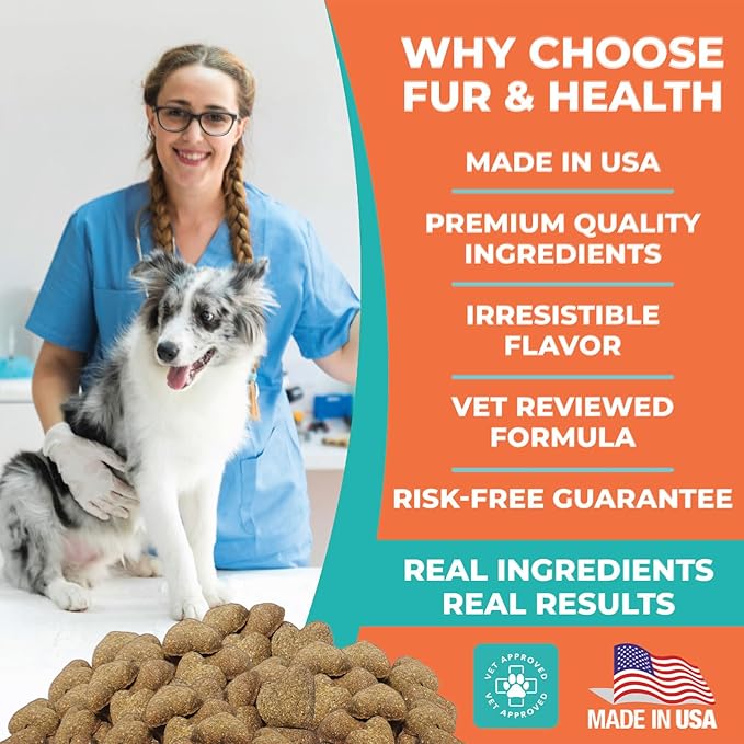 Glucosamine Chondroitin Hip & Joint Supplement for Dogs - Natural Pain Relief & Mobility Support Soft Chews - Vet-Recommended Formula for Senior, Small & Large Breeds - Made in USA by Fur & Health