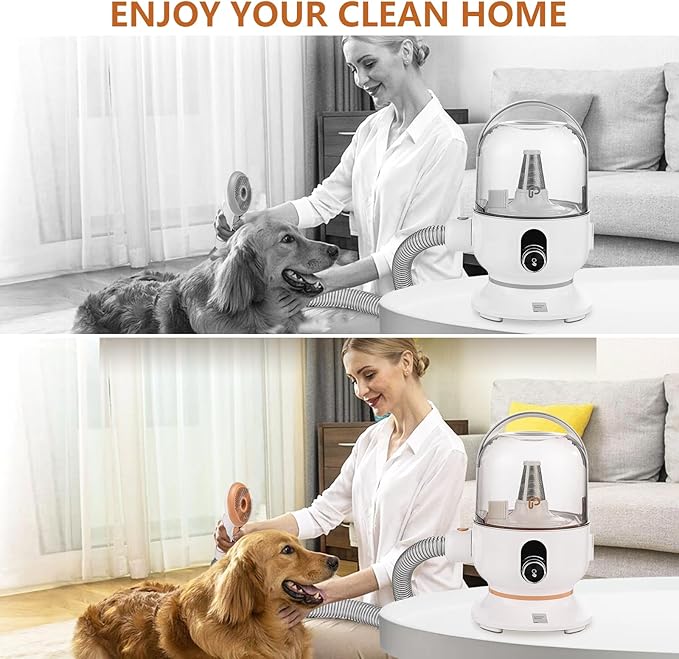 Dog Grooming Vacuum Kit, 11Kpa Suction Power Pet Hair Vacuum for Shedding Grooming with 2L Large Capacity Hair Storage, 5 Professional Pet Grooming Tools for Dogs Cats