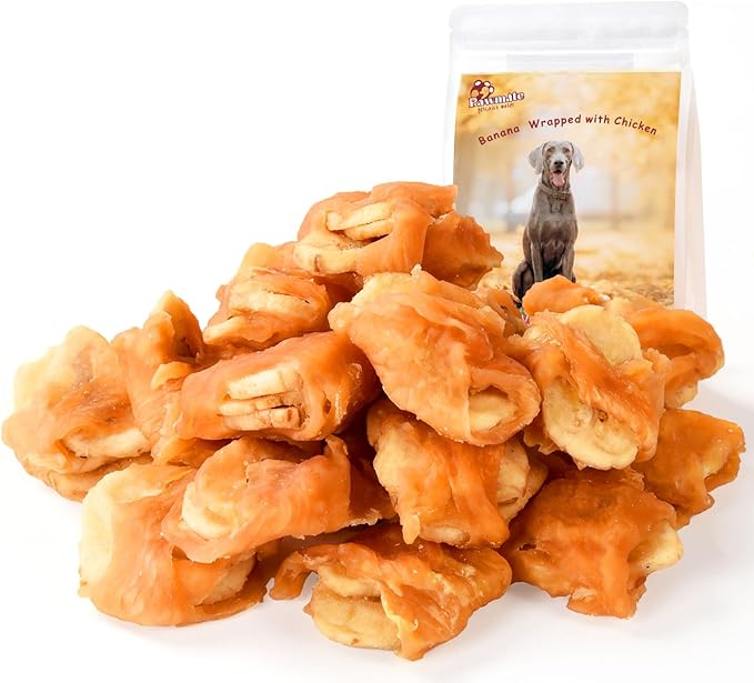 Chicken Wrapped Banana Slices Dog Treats Small Dogs, Healthy Rawhide-Free Low Fat Soft Training Snacks Chews with Taurine