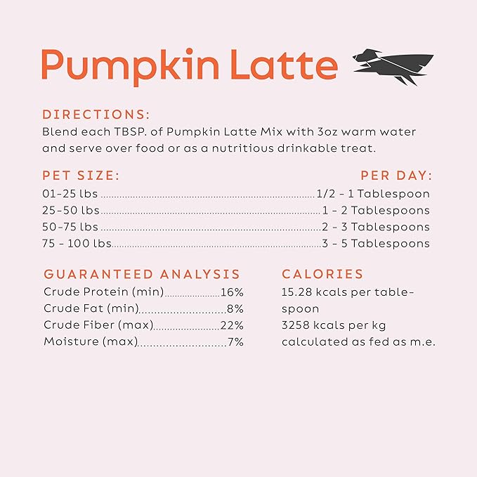Super Snouts Pumpkin Latte Digestive Supplement for Dogs & Cats, Pumpkin Powder with Goat_ Milk, Made in USA Antibiotic Free, Healthy Gut & Stool, 10 oz