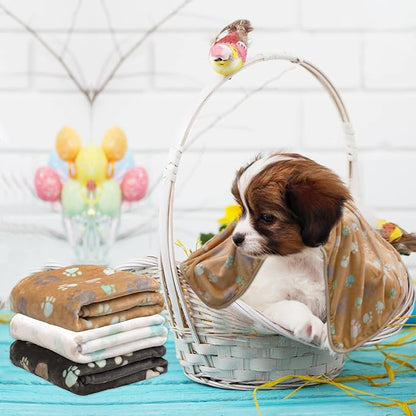 1 Pack 3 Blankets for Dogs Super Soft Fluffy Premium Fleece Pet Blanket Dogs Blankets for Dogs Flannel Throw for Dog Puppy Cat Paw Blanketï¼_rey/Brown/Whiteï¼23x16inch