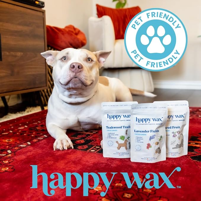 Happy Wax Lavender Fields Scented Wax Melts for Dog Owners – Odor Eliminating, Calming, Pet-Safe, Non-Toxic, Dye-Free, Perfect for Use with Wax Warmers - 4 oz Pouch