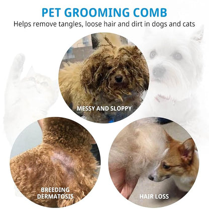 Pet Steel Combs Dog Cat Comb Tool, Dandruff Comb, Multifunction Stainless-Steel Fine-Tooth Grooming Comb Cat Dog Pet Grooming Scalp Effectively Get Rid of Hair Nits (Grooming Comb)