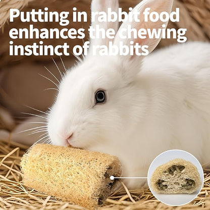 3 PCS Rabbit Chew Toys,100% Natural Loofah Without Additives,Bunny Chew Toys for Teeth,Fiber-Rich Rabbit Treats for Bunny Chinchilla Dogs