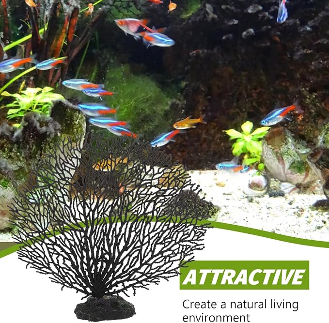 balacoo Aquarium Sea Fan Coral Decorations - Simulation Sea Coral Branch, Artificial for Aquarium Ornament Fish Tank Landscape (7 Inch)