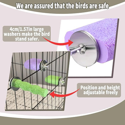 4PCS Bird Beak Grinding Stone,Bird Parrot Cage Perch Stand Platform Foot Claws Trimmer Chewing Toys for Budgies, Parakeets, Cockatiels, Conures