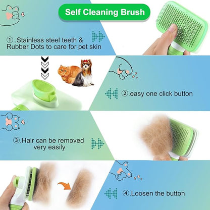 Dog Brush, Cat Brush, Dog Brush for Long and Short Hair, Pet Grooming Brush, Self-cleaning Slicker Brush Remove Pet Hair from Brush with One Button