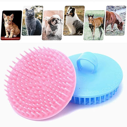 4pcs Silicone Dog Grooming Brush Pet Shampoo Bath Brush Soothing Massage Rubber Comb with Handle for Long Short Hair Dogs Cats (A)