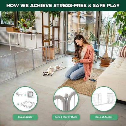 FXW Homeplus Dog Playpen for Indoor Use - Stress-Free and Safe Play, Heavy Duty 24 Inch 6 Panels Dog Pen for Puppies and Small Dogs, White_atented