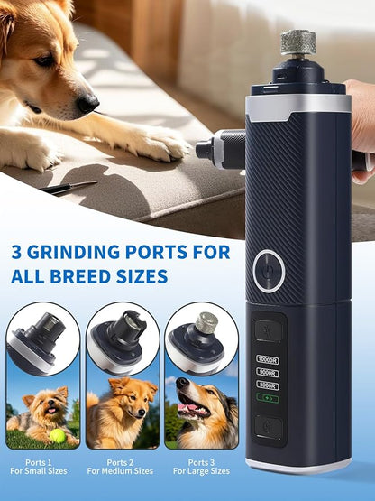 Dog Nail Grinder, 3-Speed Electric Pet Nail Trimmer with LED Lights, Rechargeable Toenail Grinder for Small Medium Large Dogs (Blue)