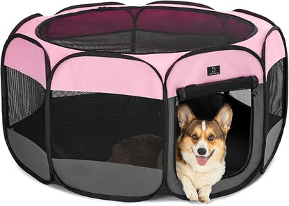 A4Pet Dog Playpen, Pet Playpen Indoor/Outdoor - Portable, Foldable Design - Ideal for Puppies, Kittens, and Small Animals - Removable Zipper & Collapsible Travel Bowl