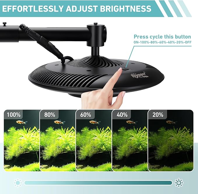 hygger 95W High PAR Aquarium LED Light, 5 Adjustable Brightness Full Spectrum Fish Tank Light Aquarium Lamp & Stand Kit Ideal for Aquascaping Planted Tank Fish Display Shrimp Tank Paludarium