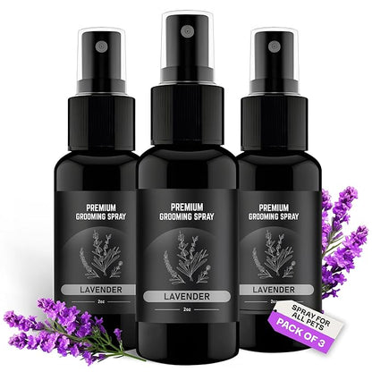 605Products Premium Dog Cologne & Odor Eliminator - Long Lasting Puppy Perfume, Deodorant & Grooming Spray with Essential Oils, 2oz Lavender (3-Pack)