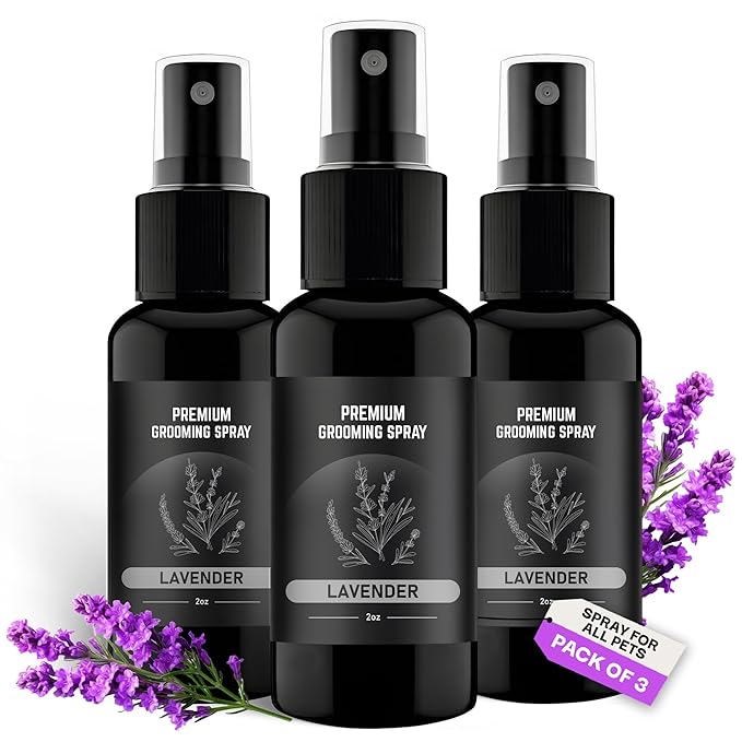 605Products Premium Dog Cologne & Odor Eliminator - Long Lasting Puppy Perfume, Deodorant & Grooming Spray with Essential Oils, 2oz Lavender (3-Pack)