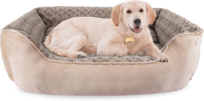 JOEJOY Rectangle Dog Bed for Large Medium Small Dogs - Washable Orthopedic Sofa Bed, Soft Breathable Puppy & Pet Cuddler, Durable Calming Dog Bed with Anti-Slip Bottom, Multiple Sizes, Beige