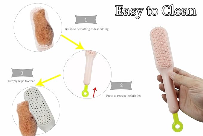 Stretchable Puppy Brush ï¼ Soft Dog Brush - Gentle Grooming Brush for Small Dogs, Perfect for Yorkie, Shih Tzu, Maltipoo ï¼_og Hair Remover Brush (Pink)