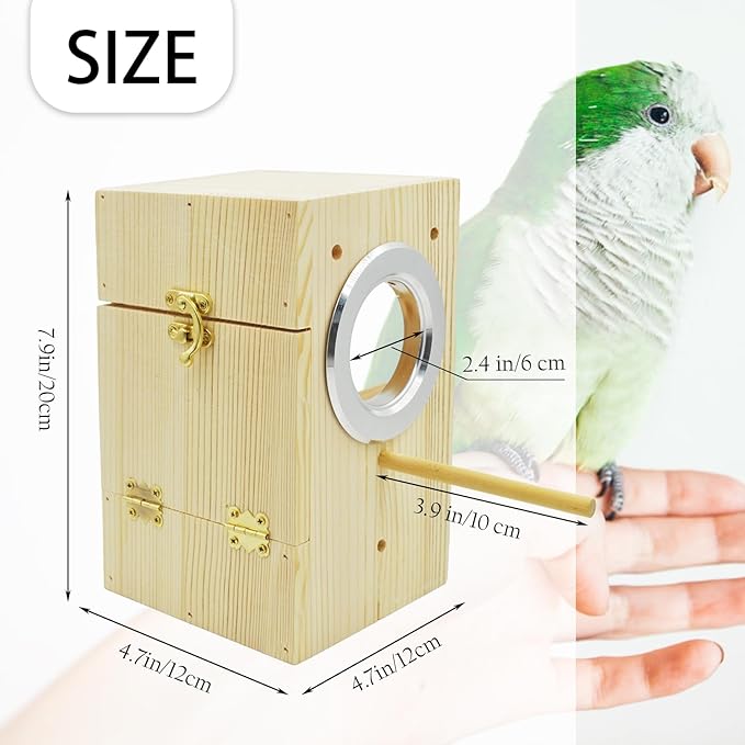 kathson Parakeet Nesting Box Transparent Bird House Bird Nest Box for Cage Parrot Nesting Boxes Wooden Breeding Box for Cockatiel Lovebirds Budgie Finch Canary(S)