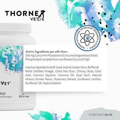 ThorneVet CurcuVET-SA50 – Joint, Muscle, Liver & GI Support for Small Dogs & Cats, 90 Soft Chews