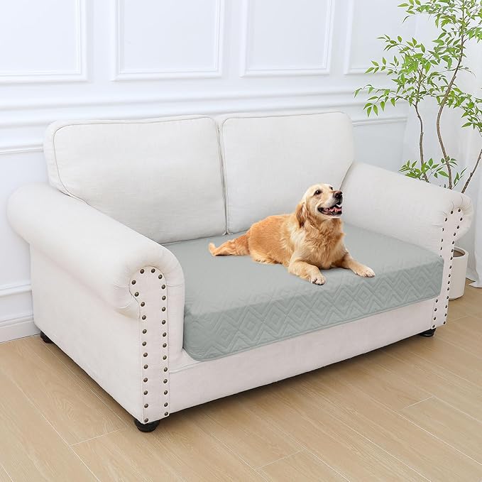 hyha Waterproof Dog Blanket, Soft Pet Bed Blankets, Waterproof Sofa Couch Cover for Dogs Washable, Reversible Pet Couch Covers for Sofa Furniture (30x53 Inch, Grey/Light Grey)