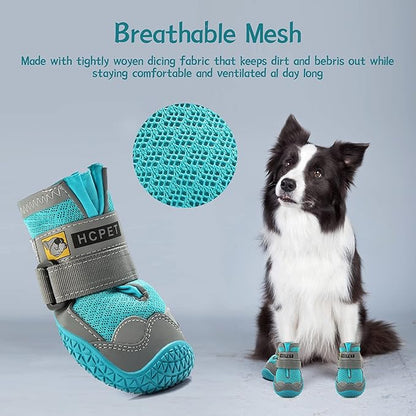 Dog Shoes for Small Dogs, Dog Boots & Paw Protectors for Hardwood Floors, Outdoor Dog Booties for Hot Pavement Winter Snow Hiking, Breathable Dog Shoes with Reflective Strips Size 1