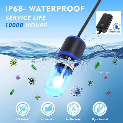 UVC Aquarium Sterilizer Light – Mini 3W for Fish Tank & Pond Filter, Water Clarifier & Algae Cleaner, Quartz Tube Waterproof