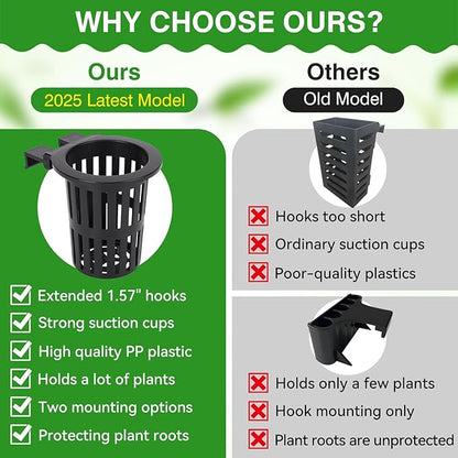 2025 New Upgraded Large Aquarium Plant Holder with 1.57-inch Extension Hooks and Suction Cups for Fish Tank Aquaponic Plant Cultivation and Aquascape Accessories Decorations (2 PCS)