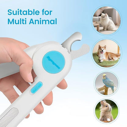 Cat Dog Pet Nail Clippers with Light, Llluminates Cat Dog Nails or Bloodline,Safety Pet Nail Clipper for Dogs, Cats, Rabbits Sharp No Nail Splitting