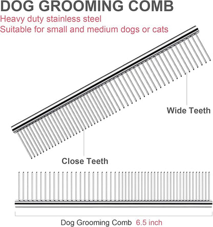 Dog Grooming Kit with Safety Round Tips Stainless Steel Professional Dog Shears Set - Thinning, Curved Scissors and Comb for Cat Pet