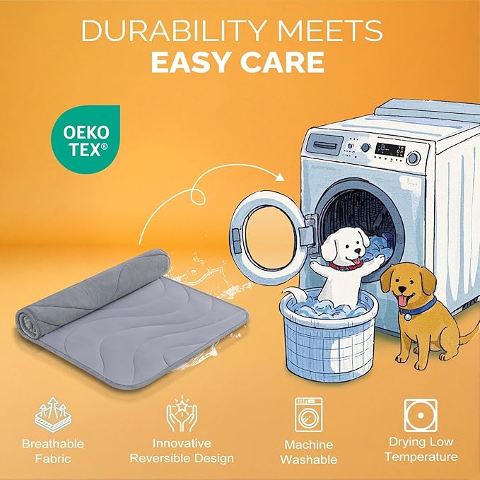 Cozyide Dog Crate Pad, Medium Reversible Dog Cooling Mat(Cool & Warm), Washable Soft Crate Mat for All Season, 28" L x 22" W, Dark Grey