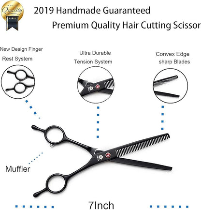 Dream Reach 7.0 Inch Professional Pet Cat Dog Grooming Shears Scissor, Straight, Curved, Thinning/Blending/Chunking Scissors Kit (thinning Shear)