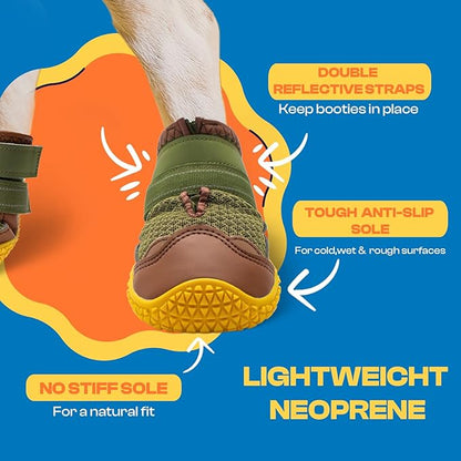 Dog Shoes for Large Dogs, Medium Dog Boots & Paw Protectors for Hardwood Floors, Outdoor Dog Booties for Hot Pavement Winter Snow Hiking, Breathable Dog Shoes with Reflective Strips Size 7