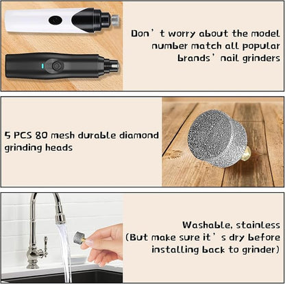 5Pcs Dog Nail Grinder Diamond Tip Replacement Heads Replaceable Paws Dog Claw Grinder Bits Pet Paws Grooming Accessories
