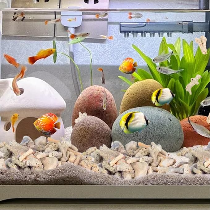 Crushed Coral for Freshwater Aquarium,Fish Tank Crushed Coral Ph Aquarium Bio Filter Media Bag Media Reusable Aquarium Filter (500g)