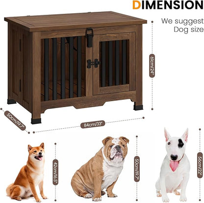 Wooden Dog Crate Furniture,Foldable and Portable Dog Kennel Furniture Indoor,Decorative Dog Crate End Table No Assembly.(Medium,Maroon)