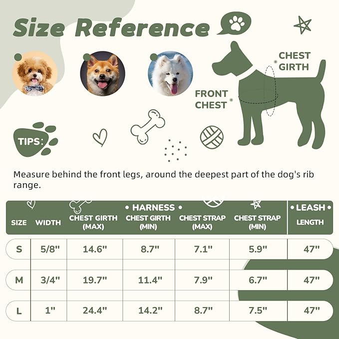 Dog Harness and Leash Set for Large Dogs Rayon Derived from Bamboo 90%, Polyester 10%, No Pull Dog Harness, Step-in Adjustable Dog Leash for Large Dogs-Green