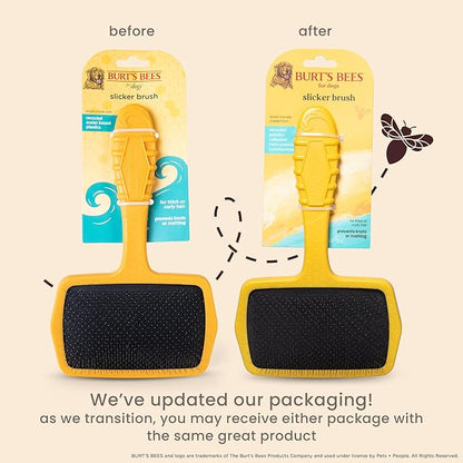 Burt_ Bees for Pets Large Slicker Brush for Dogs with Thick or Curly Hair with Handle Made from Recycled Plastics Collected from Coastal Communities | De-Shedding Dog Brush Removes Knots and Matting