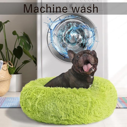 Puppy Bed for Calming Dog 23 Inches Dark Gray Anti-Anxiety Donut Dog Bed for Small Medium Dogs Washable Fuzzy Dog Bed Fits up to 15 lbs Pets Beds for Small Dog