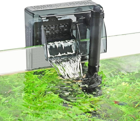 hygger Aquarium HOB Filter 210 GPH for 20-40 Gallon Fish Tank Power Filter with Adjustable Water Flow Extendable Intake Tube External Hang-On Back Filter