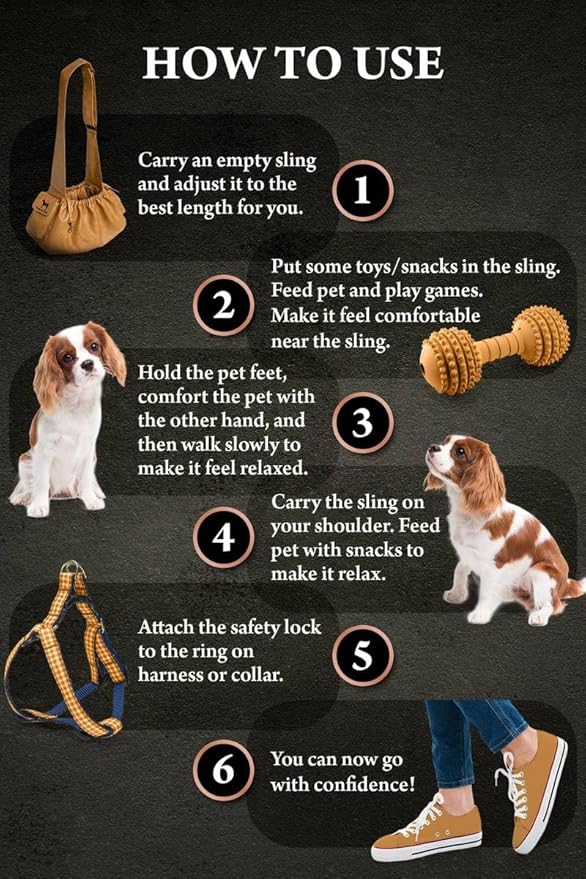 Noah & Paw Dog Sling Carrier for Small Dogs 5-18lb, Dog Sling for Small Dogs and Cats, Dog Carrier with Adjustable Padded Strap, Vegan Leather Lined with Fur, Double Safety Feature, Machine Washable