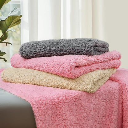Luciphia Waterproof Pet Blanket for Medium Large Dogs Soft Cat Sherpa Calming Thick Cover Leakproof Cozy Puppy Sofa Bed Car Couch Protector(Beige,63x50 inches)