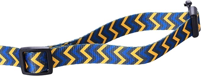 Mile High Life Dog Collar | Cute Puppy Collars | Lightweight Girl Dog Collar | Soft Boy Dog Collars | w Geometric Ocean Wavy Pattern (Blue/Yellow, Medium)