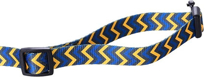 Mile High Life Dog Collar | Cute Puppy Collars | Lightweight Girl Dog Collar | Soft Boy Dog Collars | w Geometric Ocean Wavy Pattern (Blue/Yellow, Large)