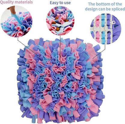 Pet Snuffle Mat for Dogs, Dog Feeding Mat, Nosework Training Mats for Foraging Instinct Interactive Puzzle Toys (Pink&Purple&Blue)